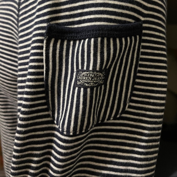 Ralph Lauren Striped Button-Shoulder Top Size Large Navy and white stripe - Picture 3 of 6